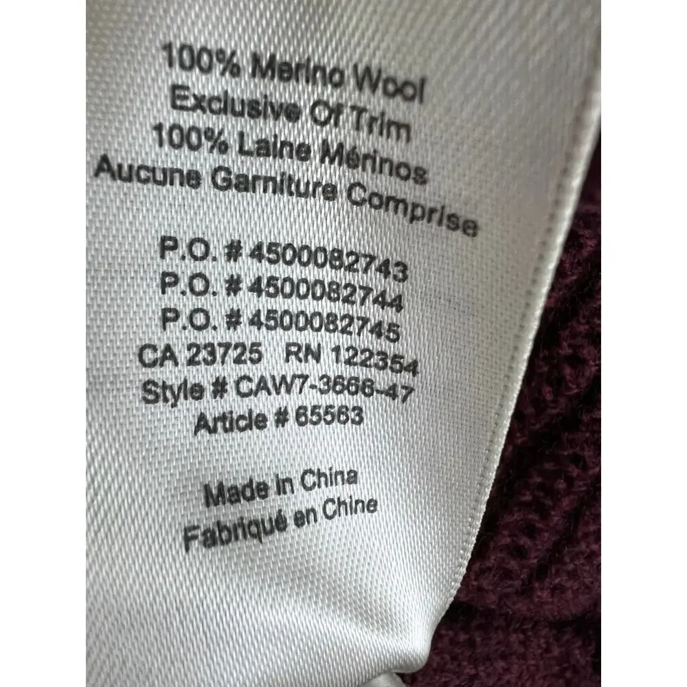 Wilfred Free Harper Burgundy Long Sleeve Merino Wool Cropped Women's Sweater S